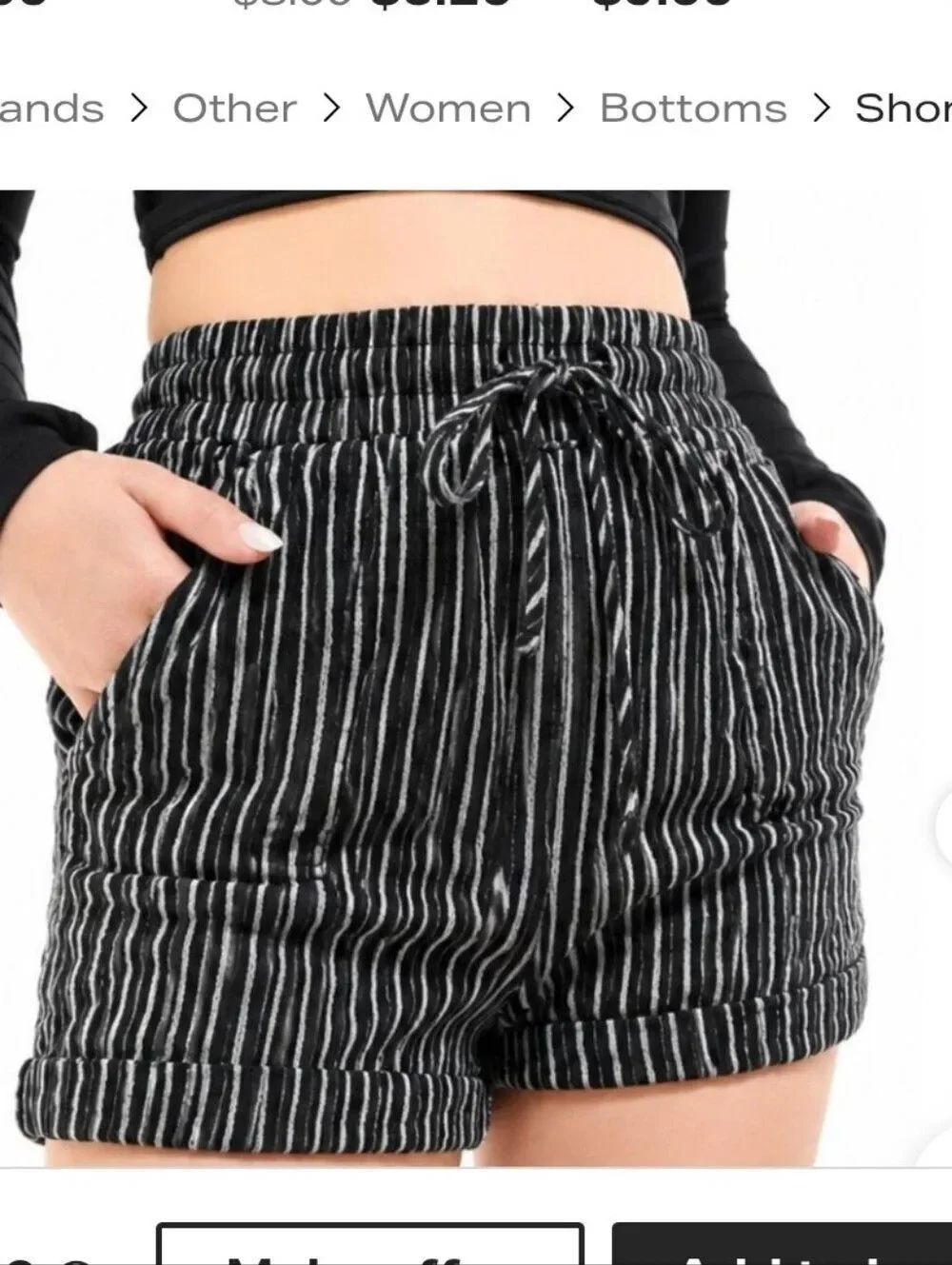 Denim Co L Cotton Black And White Shorts